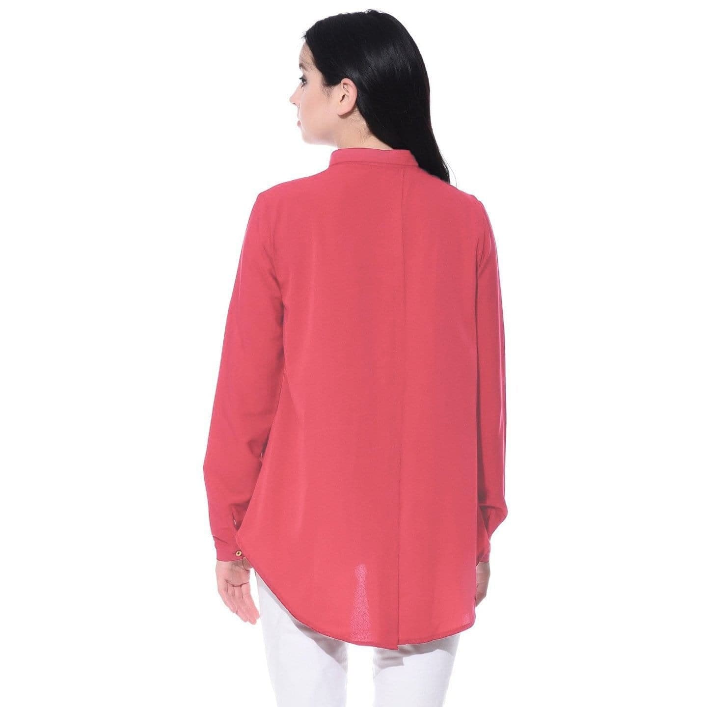 Ruffle Overlay Crepe Shirt - Uptownie