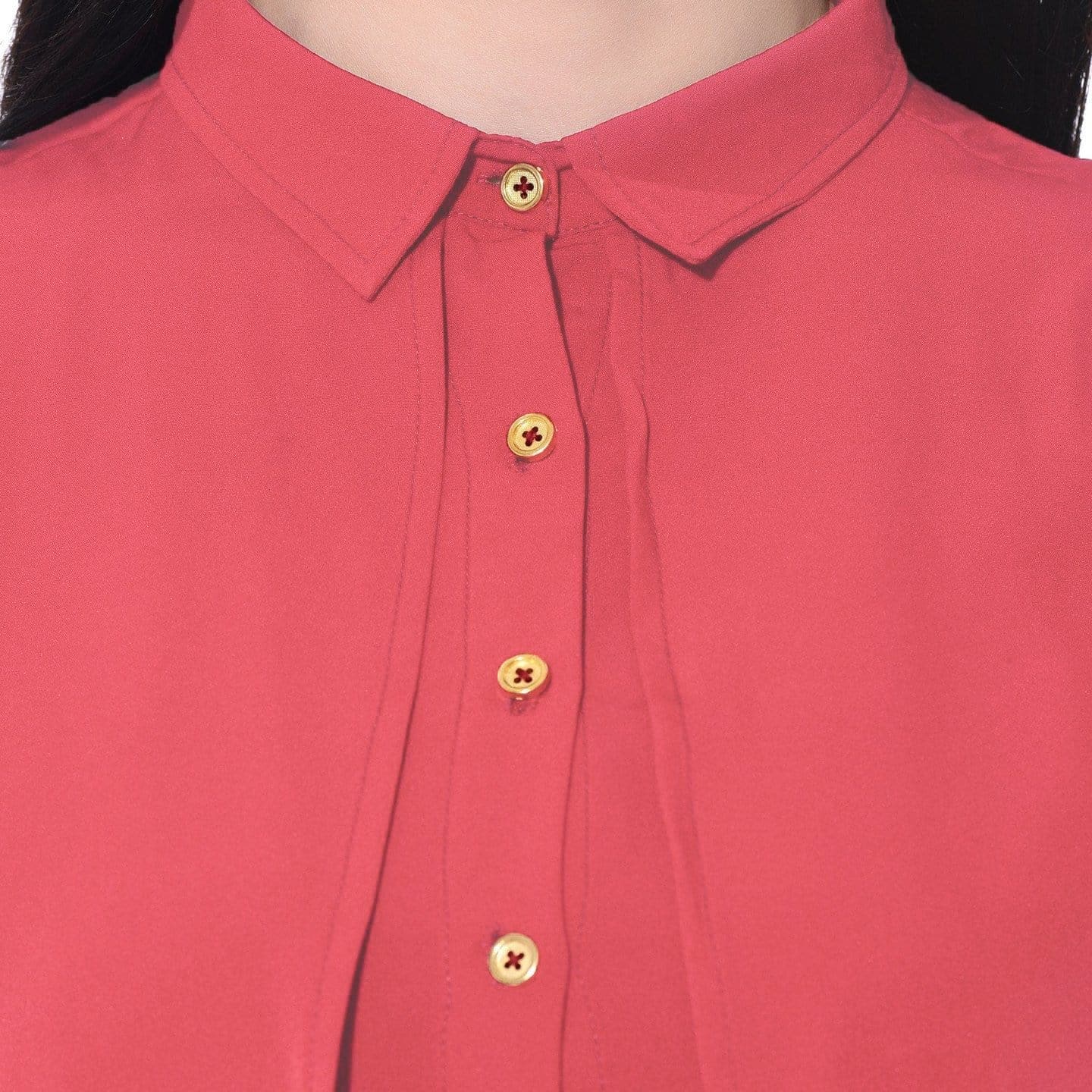 Ruffle Overlay Crepe Shirt - Uptownie
