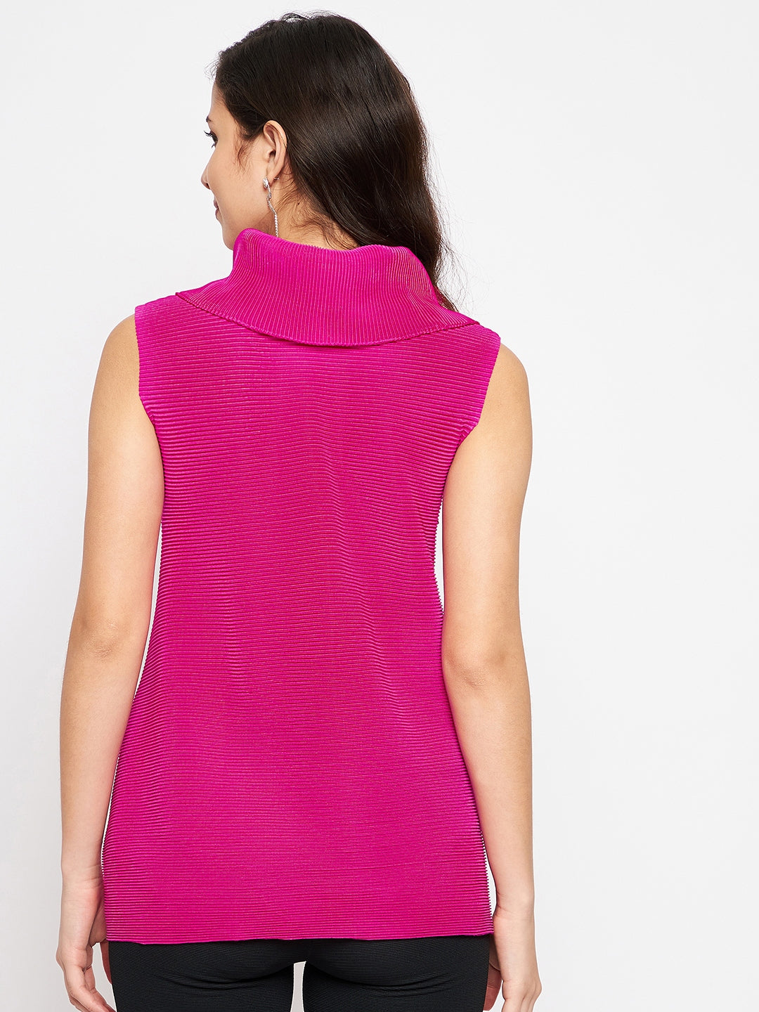 Pleated Cowl Neck Sleeveless Top - Uptownie