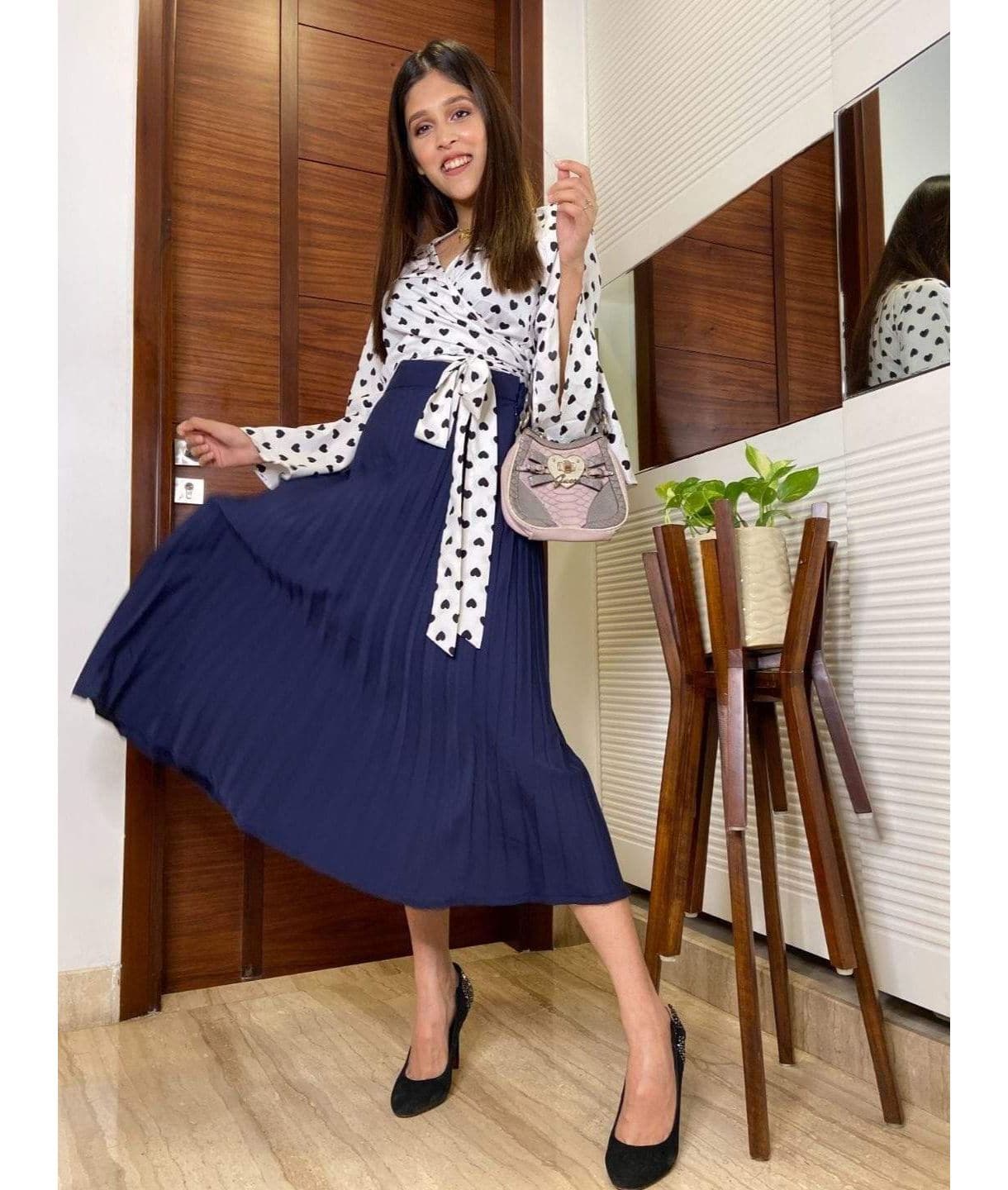 Pleated Midi Skirt - Uptownie