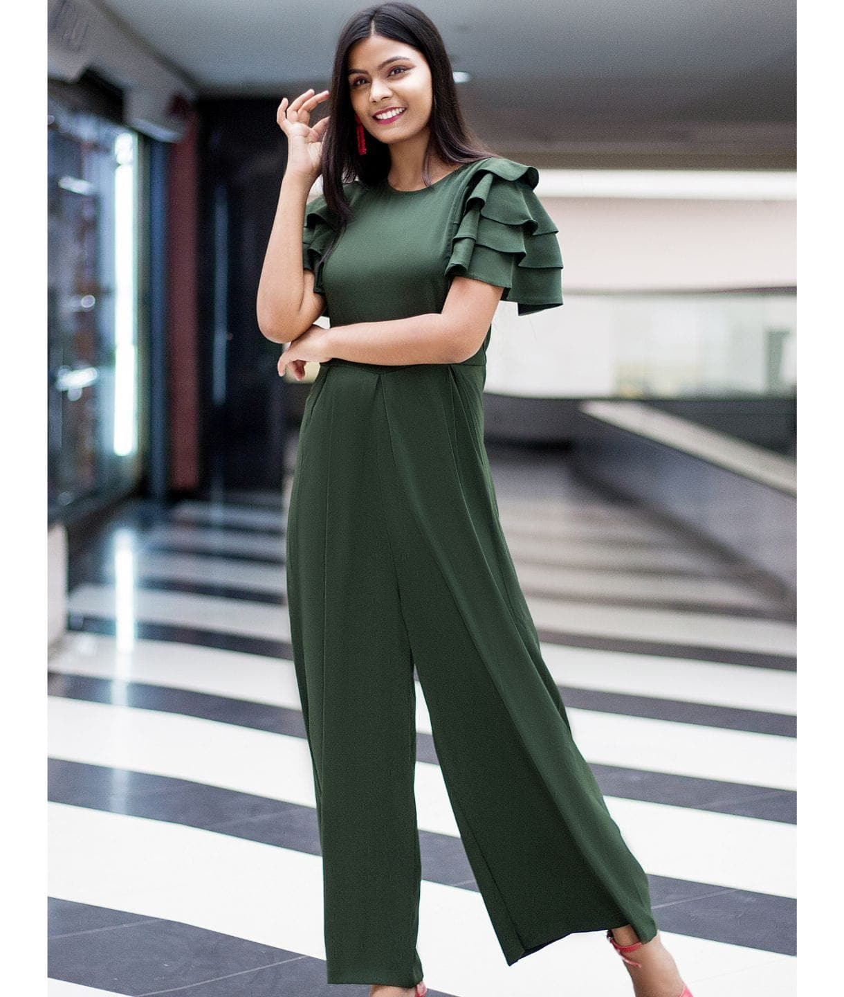 Ruffle sleeve playsuit deals