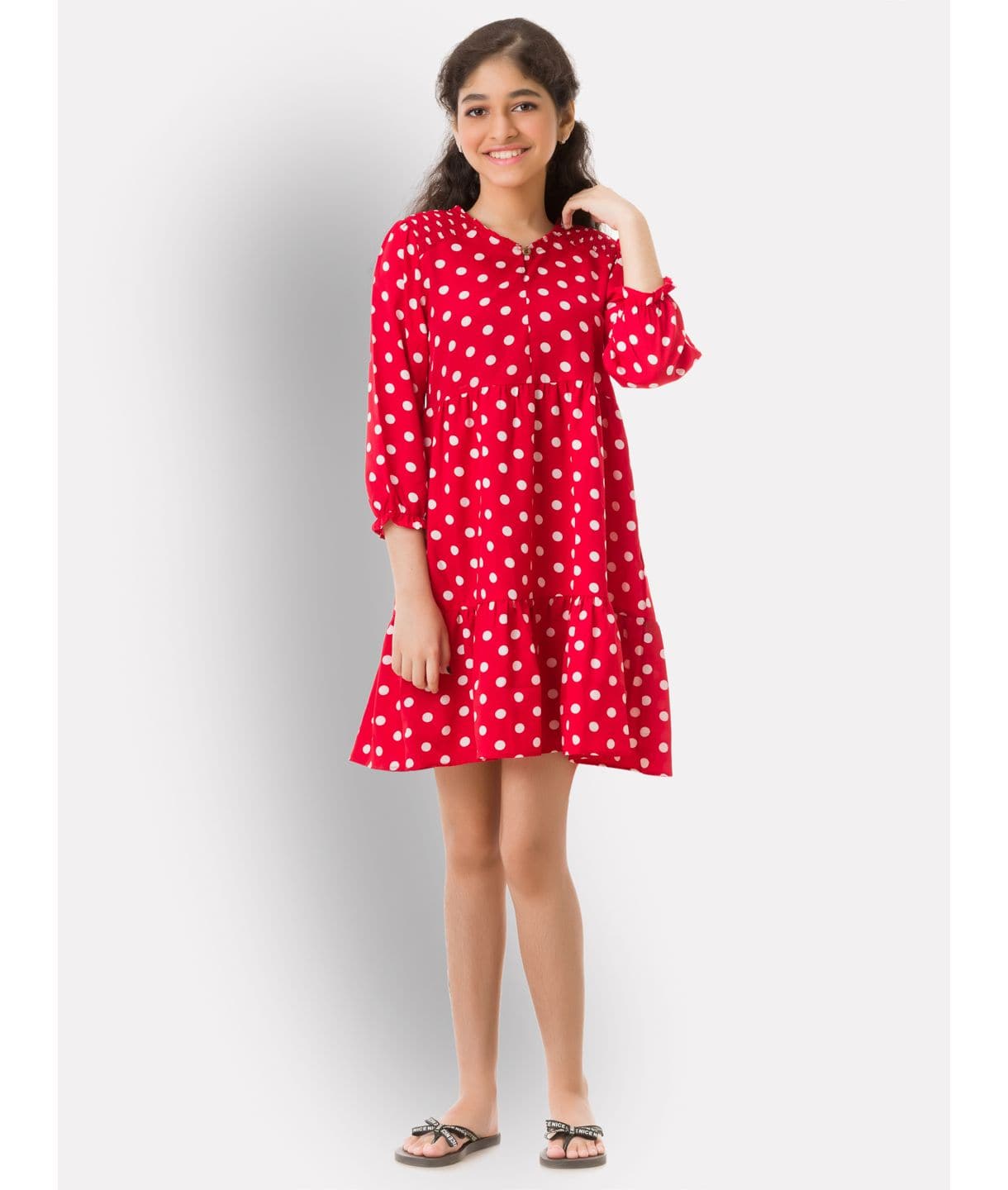 Cotton 3/4th Sleeves Dress for Girls - Uptownie