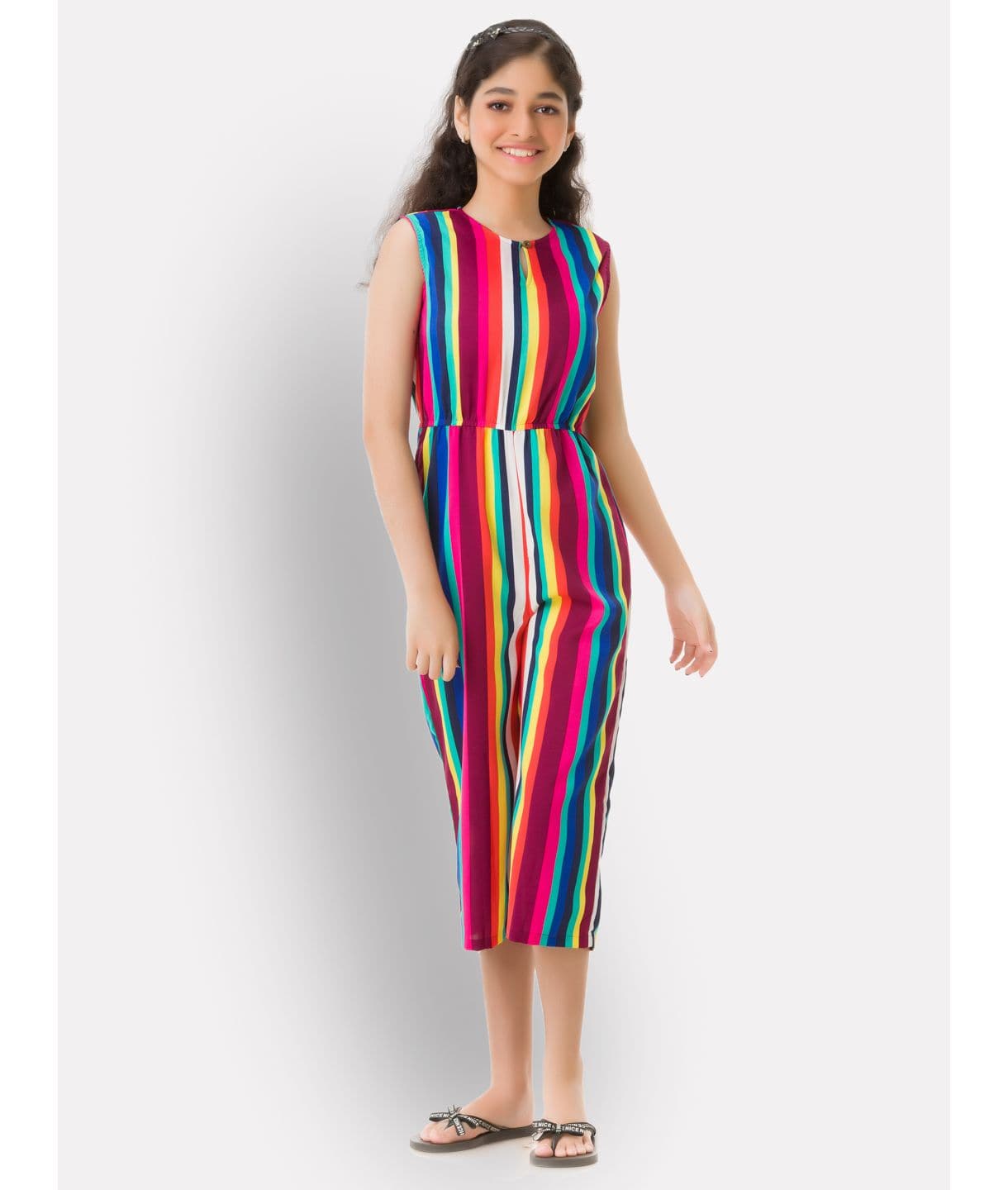 Elasticated Key-hole Jumpsuit for Girls - Uptownie