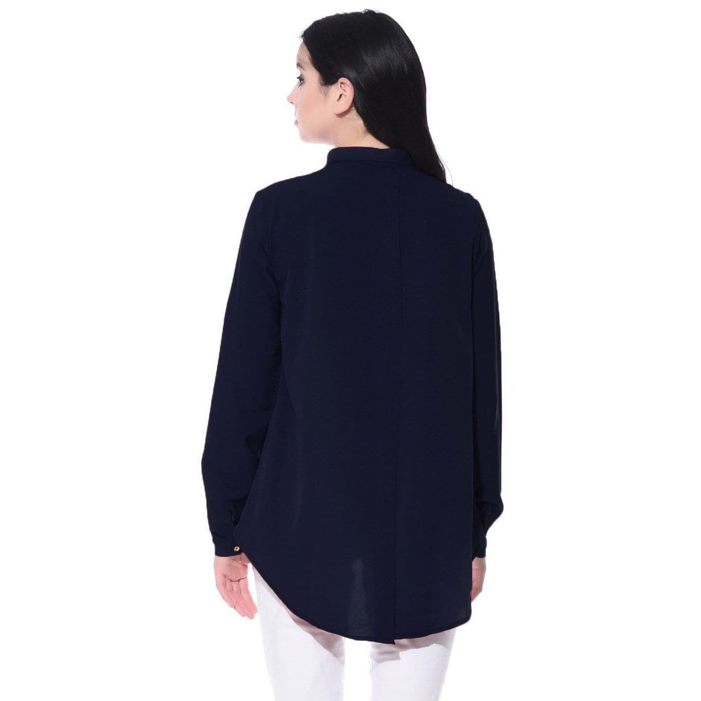 Ruffle Overlay Crepe Shirt - Uptownie