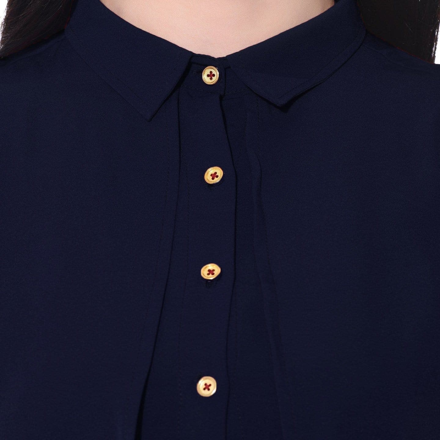 Ruffle Overlay Crepe Shirt - Uptownie