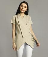 Off White Linen Wrap Shrug - Uptownie