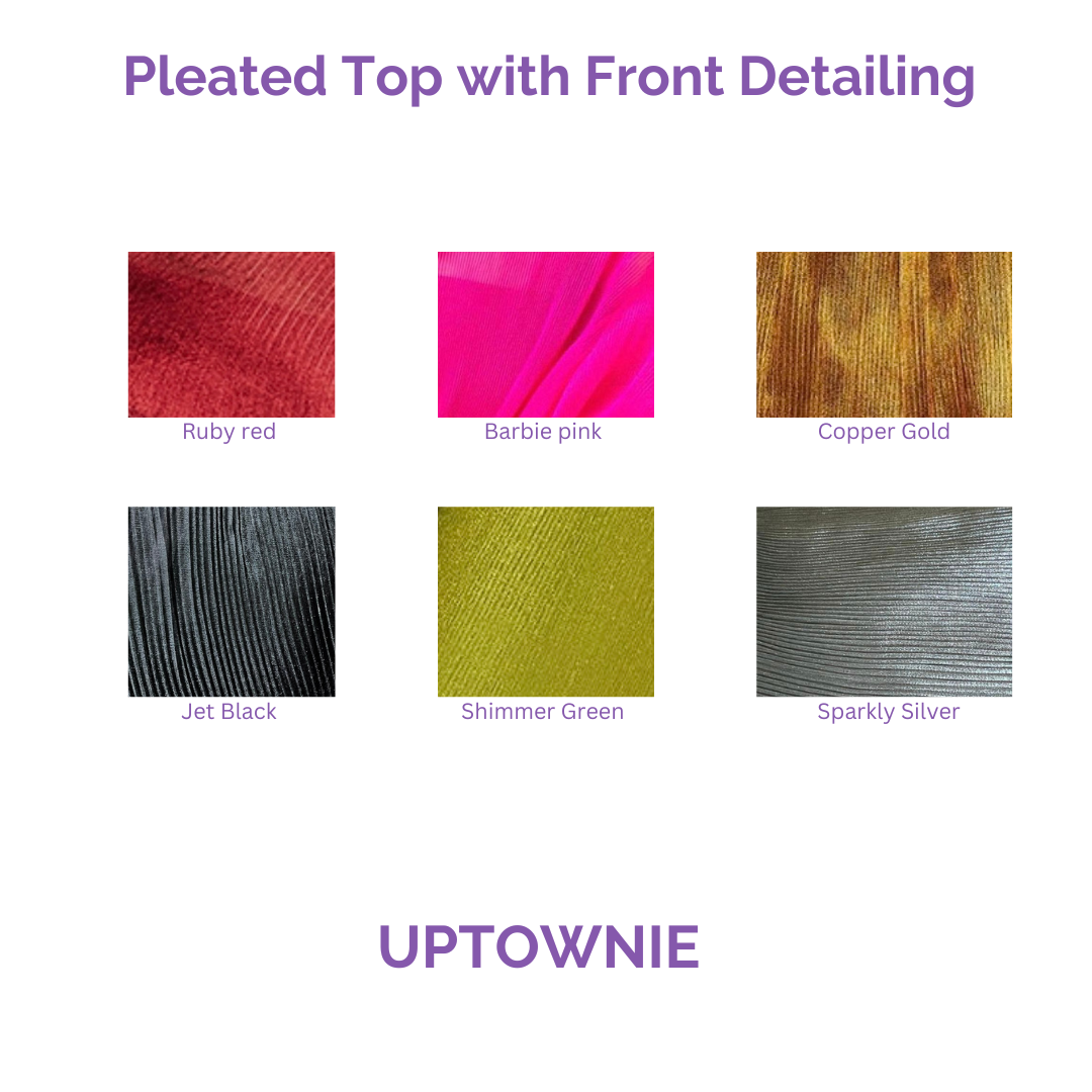 Pleated Top with Front Detailing and Skirt Set - Uptownie