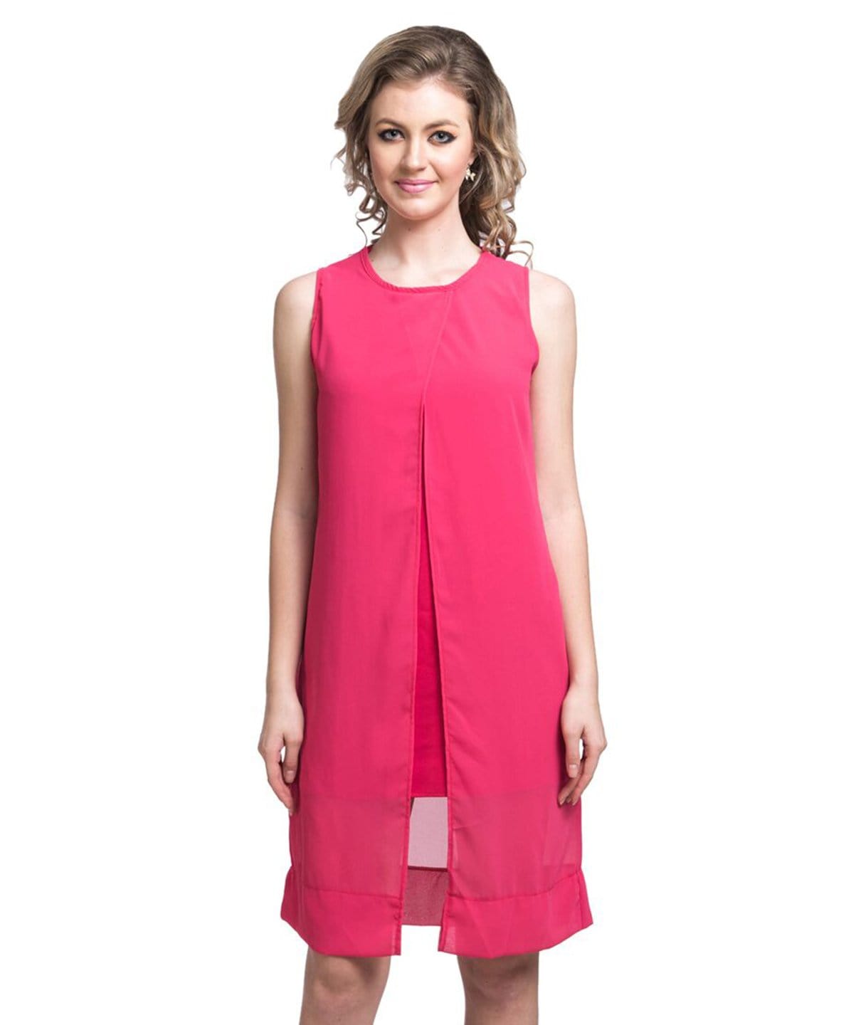 Solid Pink Casual Dress/Tunic - Uptownie