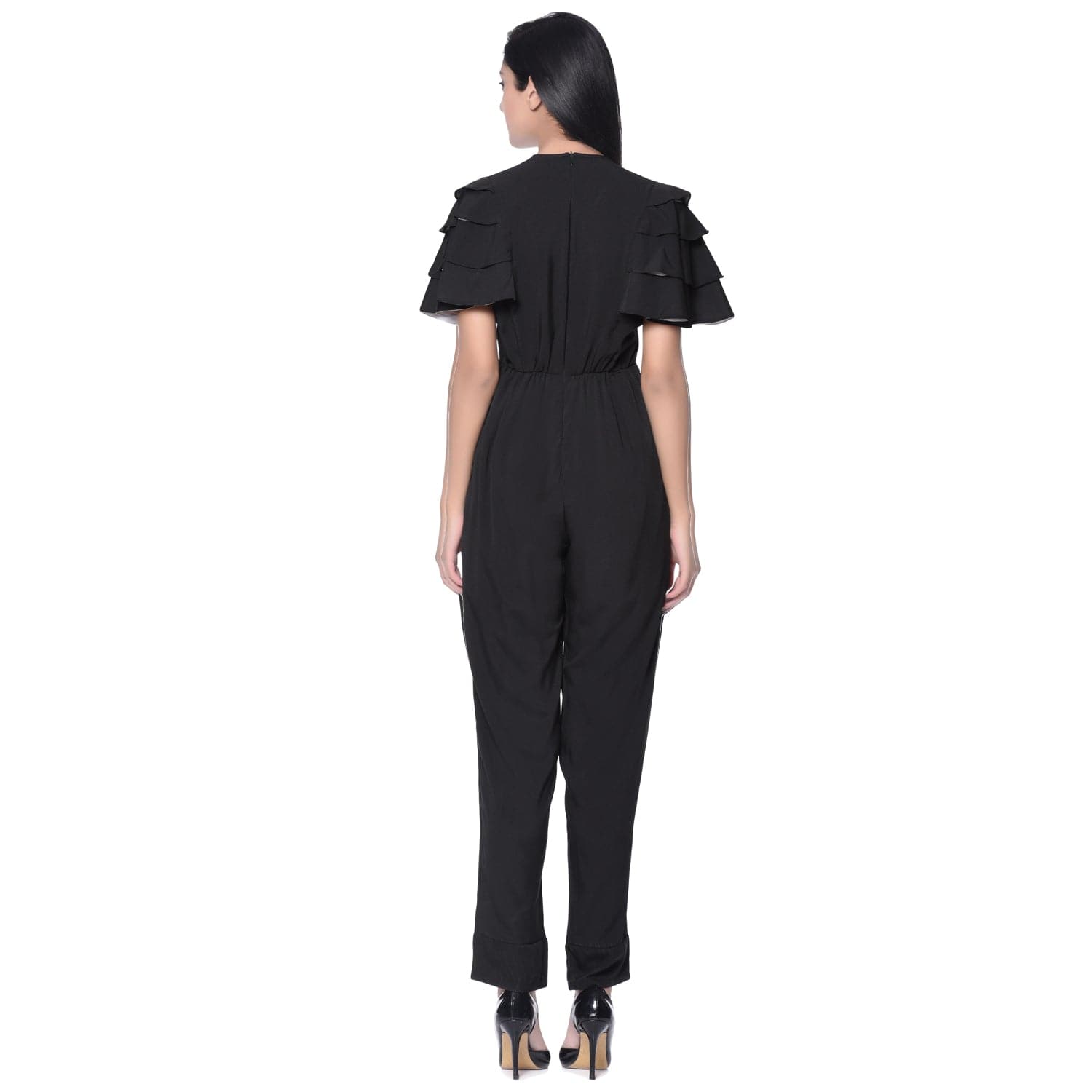 Plus Black Contrast Lining Jumpsuit - Uptownie