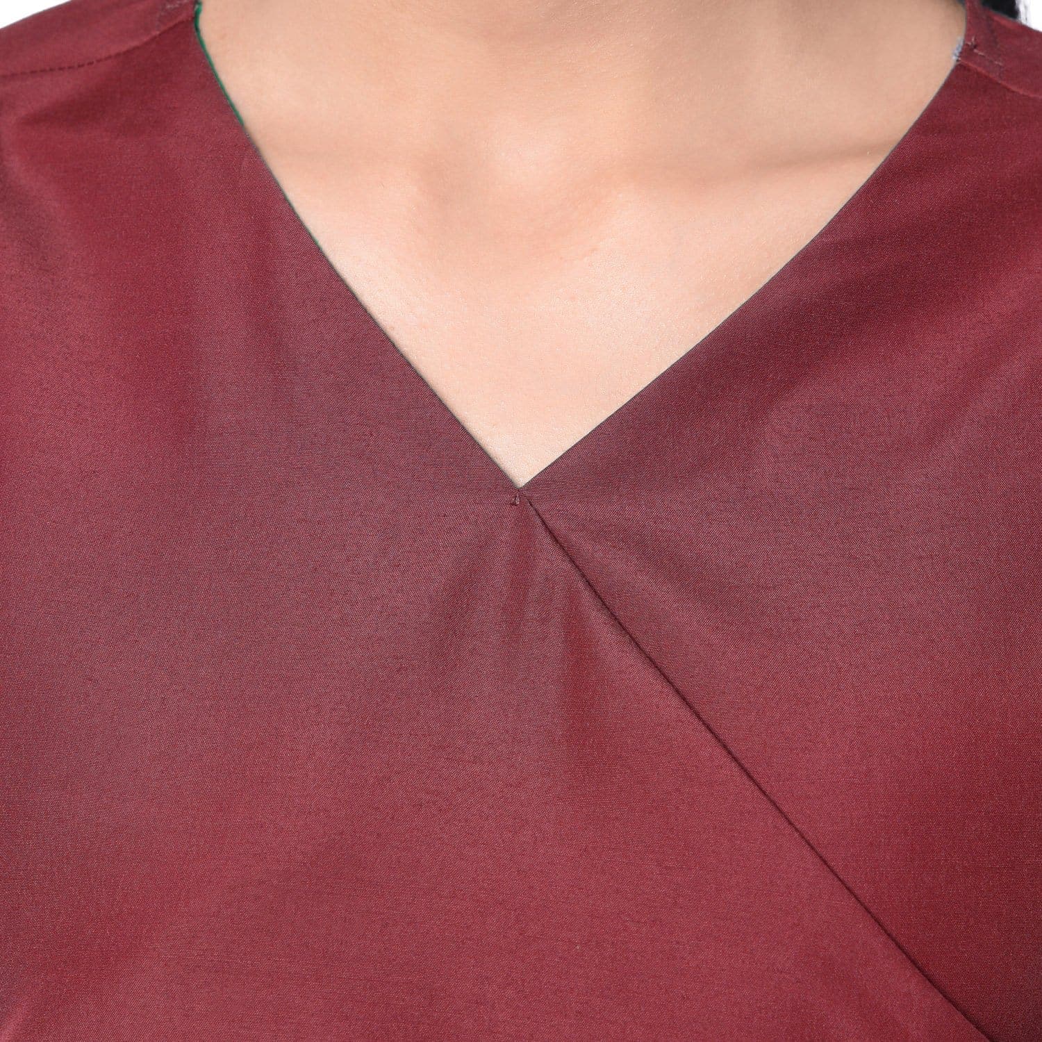 Maroon Wrap Neck Jumpsuit - Uptownie