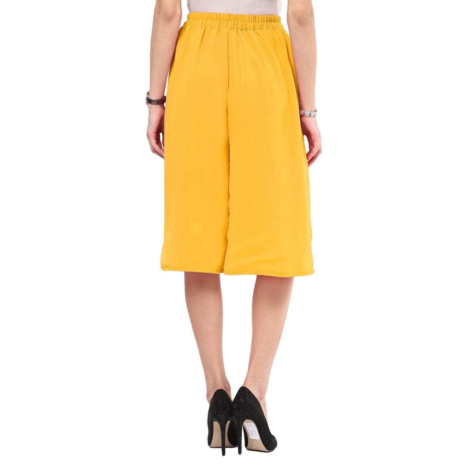 Yellow Georgette Adjustable Culottes - Uptownie