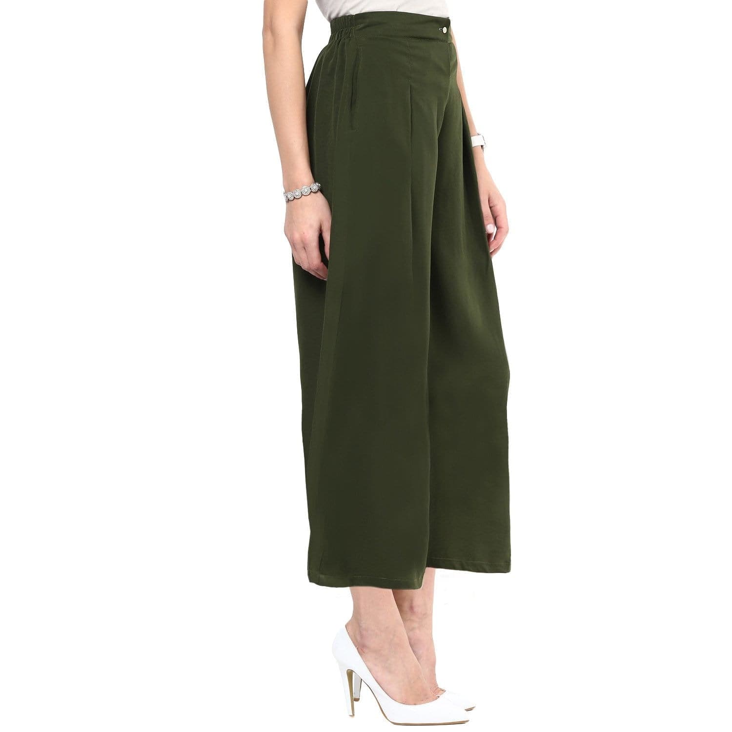 Elasticated Solid Crepe Palazzo - Uptownie