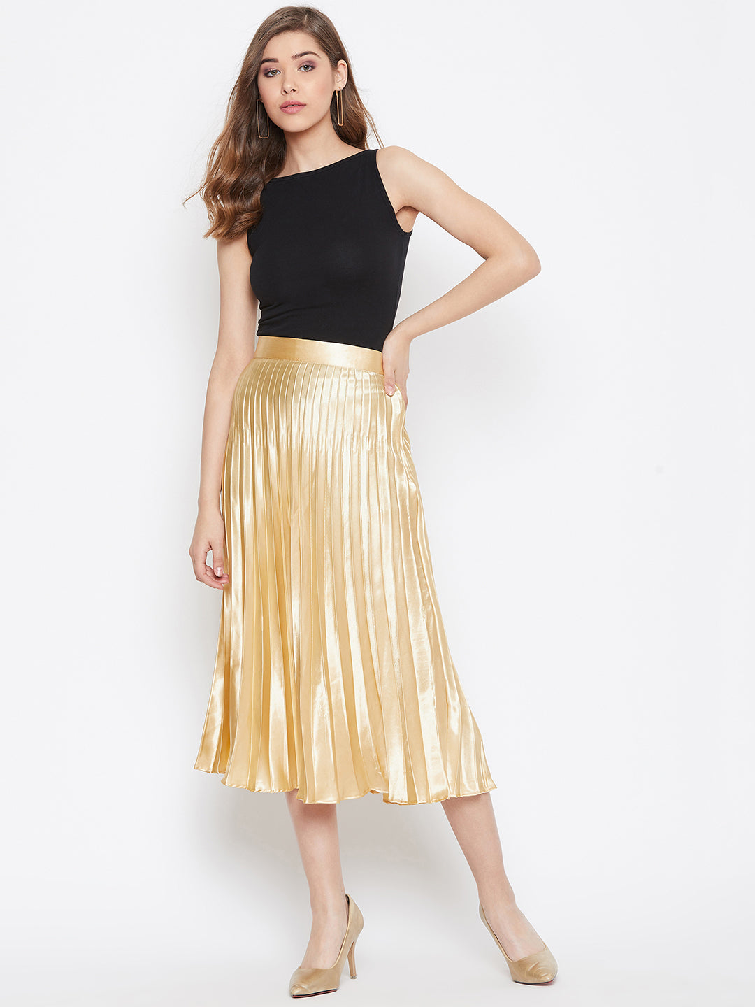 Pleated Midi Skirt - Uptownie