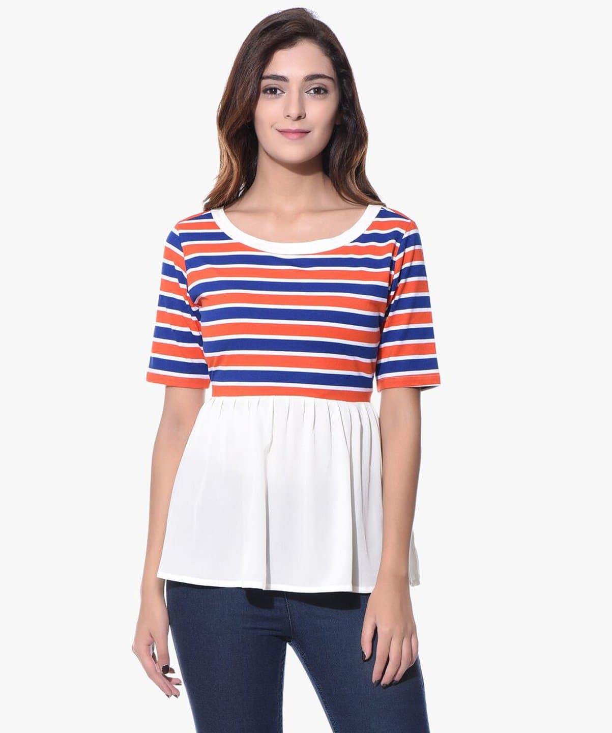 Plus Striped Cotton T-shirt - Uptownie