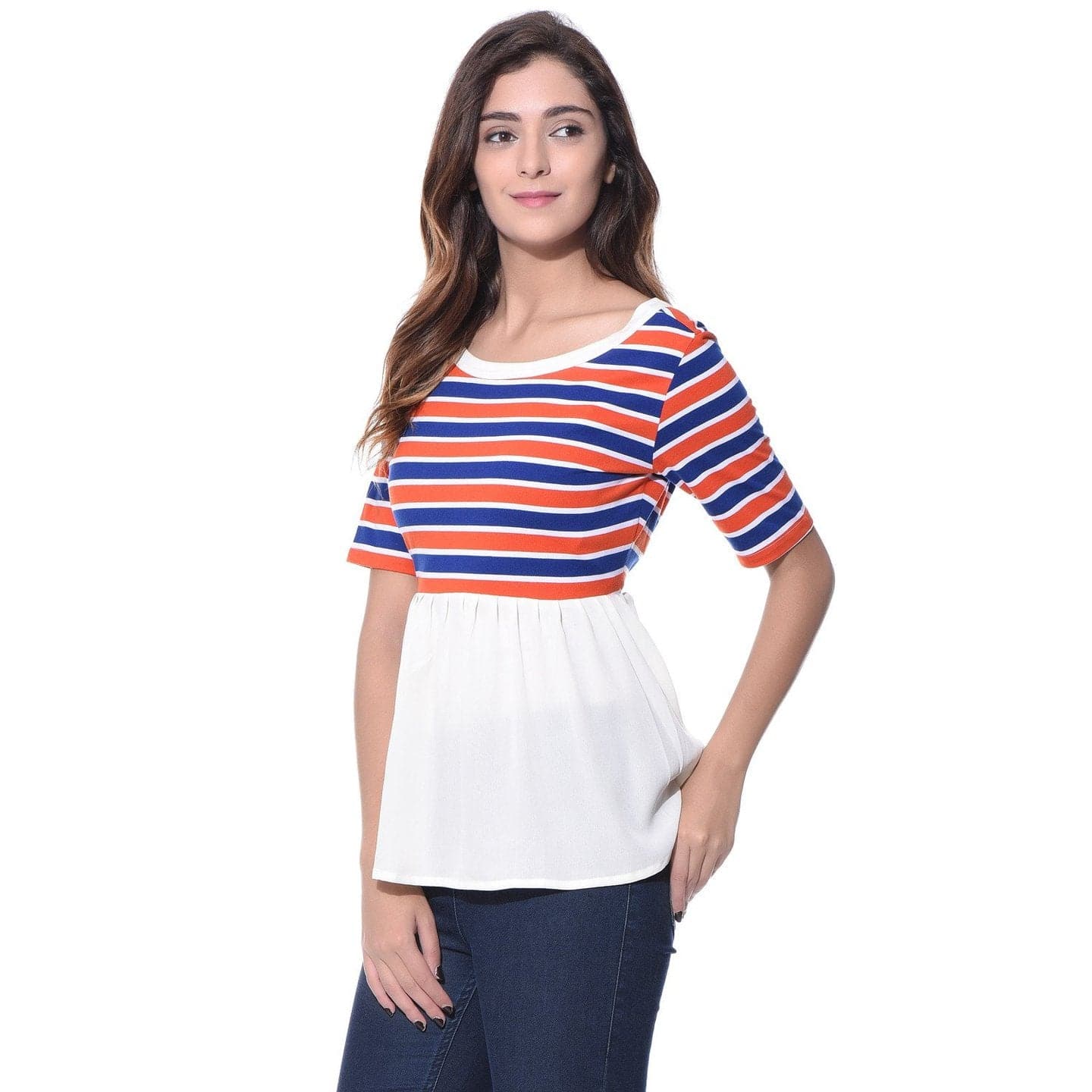 Plus Striped Cotton T-shirt - Uptownie