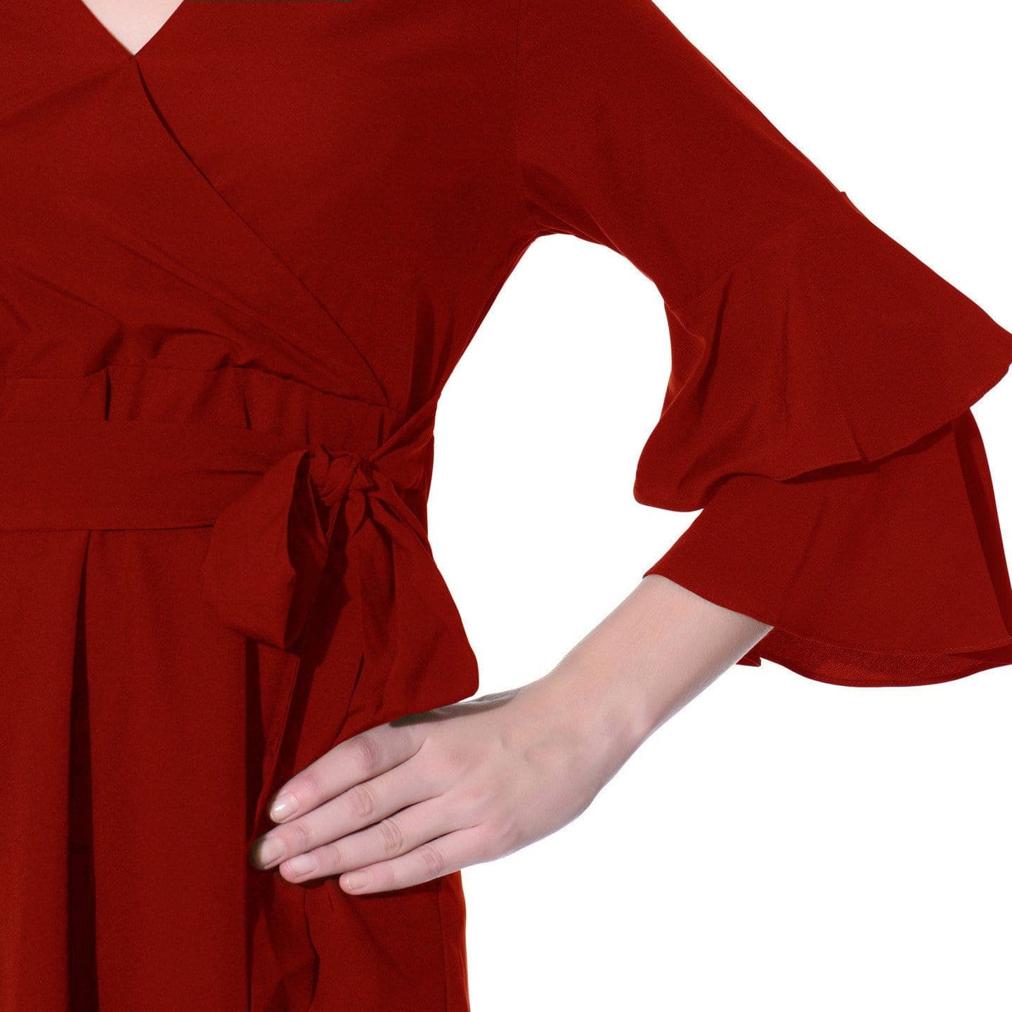 Wrap Bell Sleeves Skater Dress - Uptownie