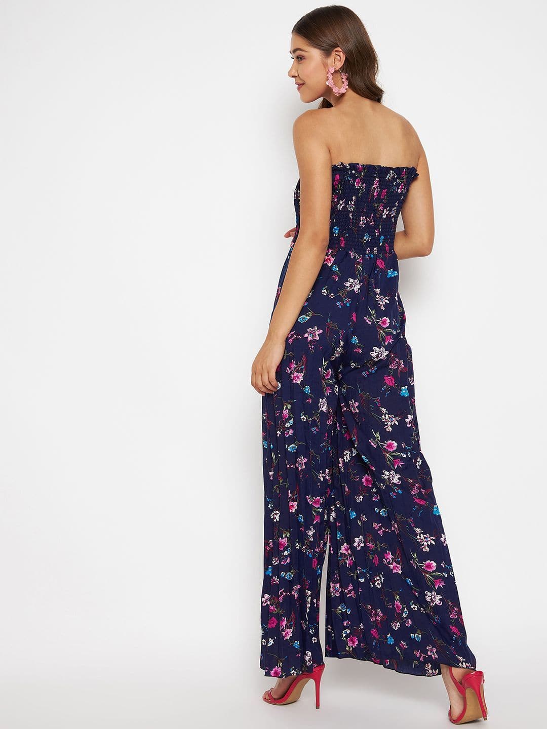 Smocked Strapless Maxi Jumpsuit - Uptownie