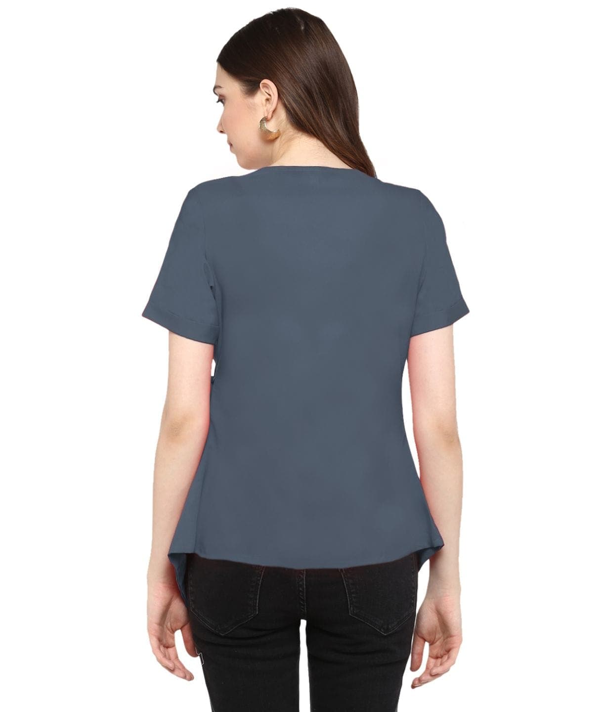 Solid Grey Wrap Top - Uptownie