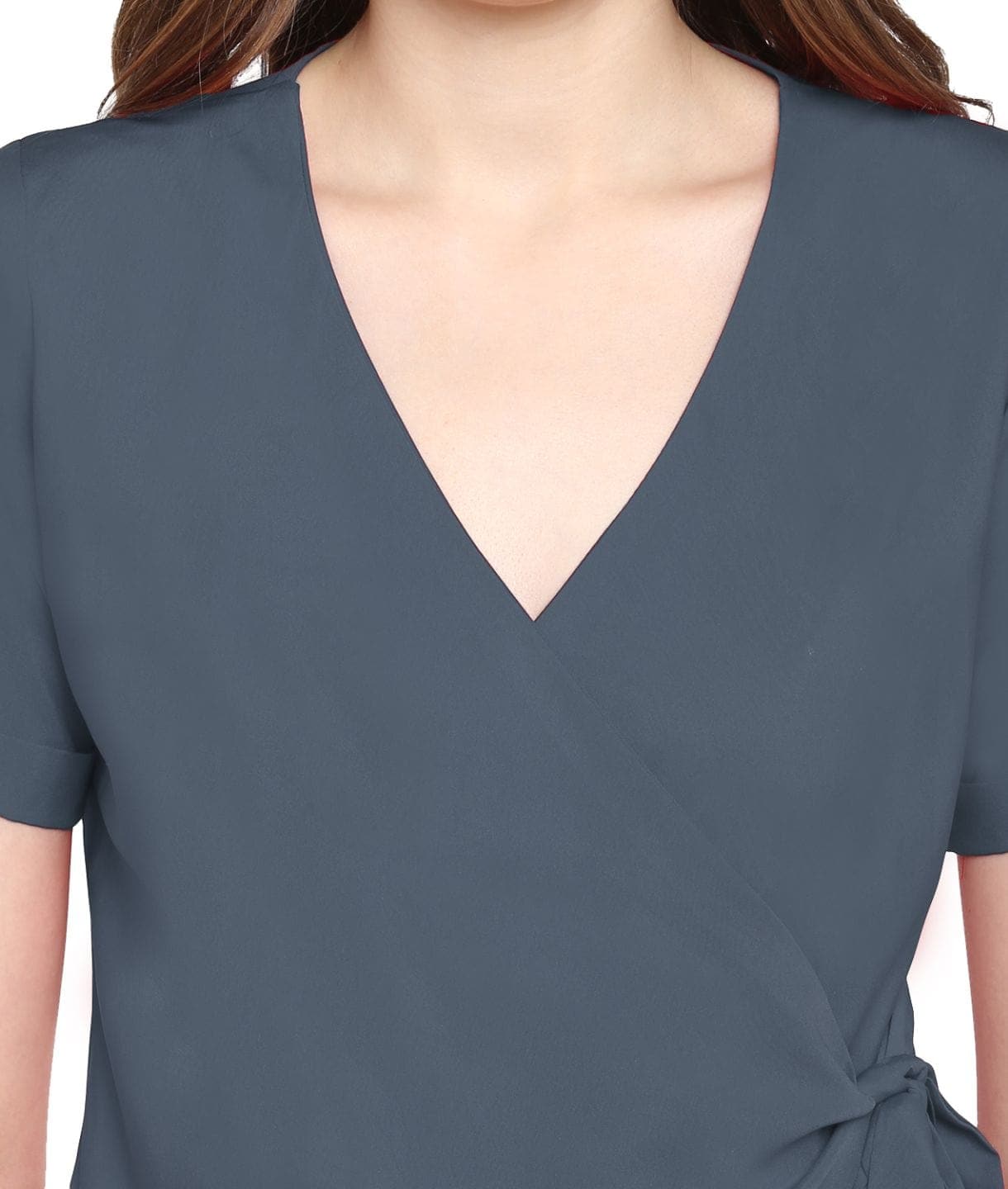 Solid Grey Wrap Top - Uptownie