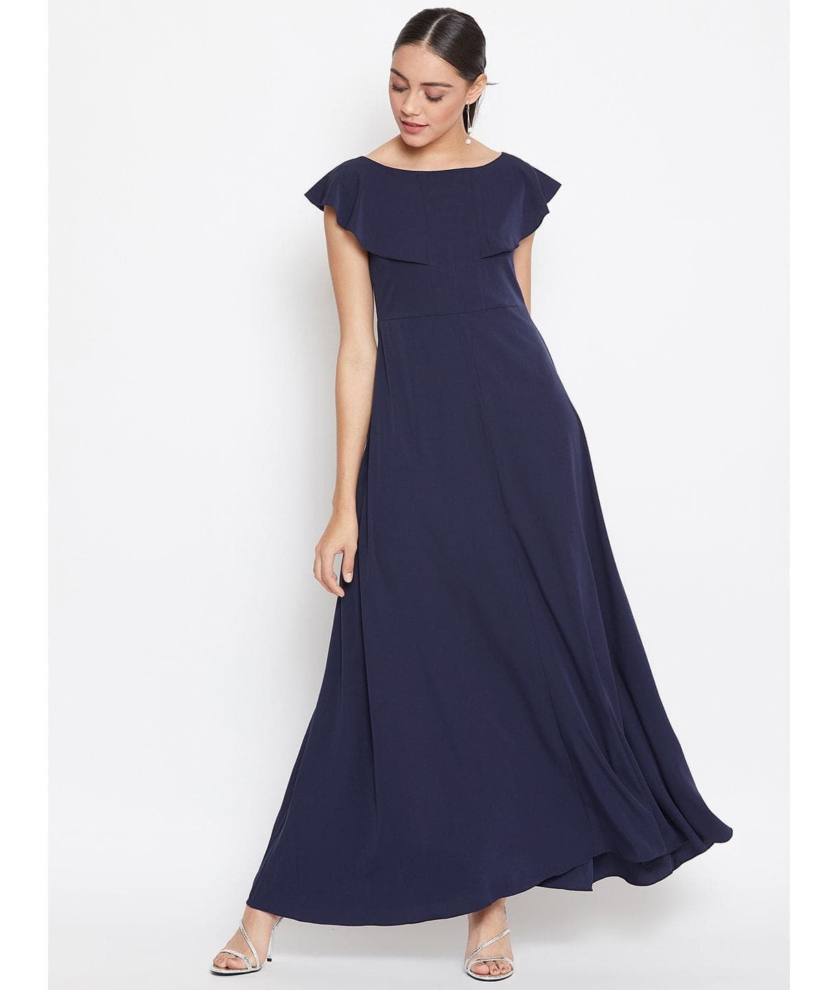 Flared Ruffle Maxi Gown - Uptownie