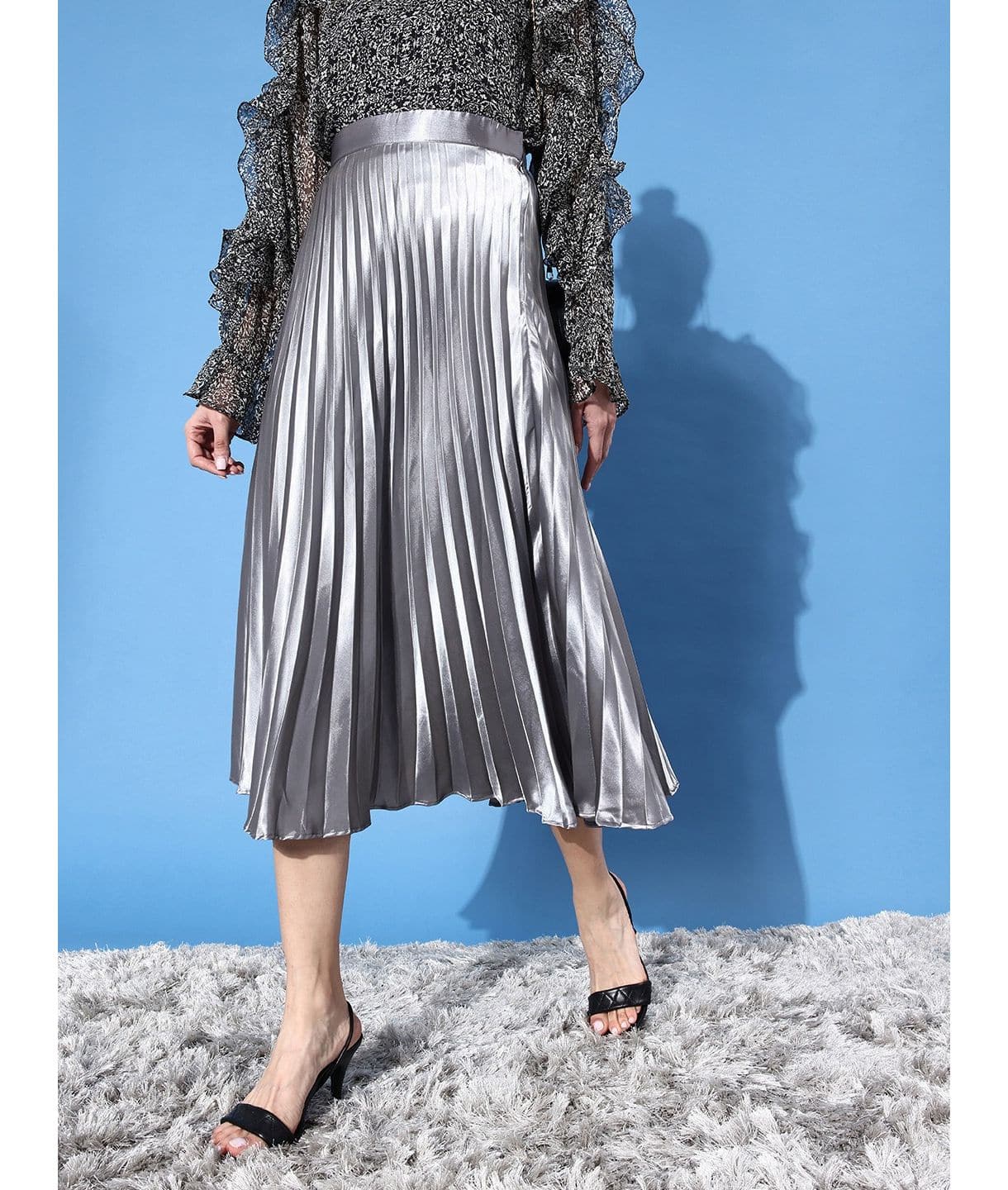 Pleated Midi Skirt - Uptownie