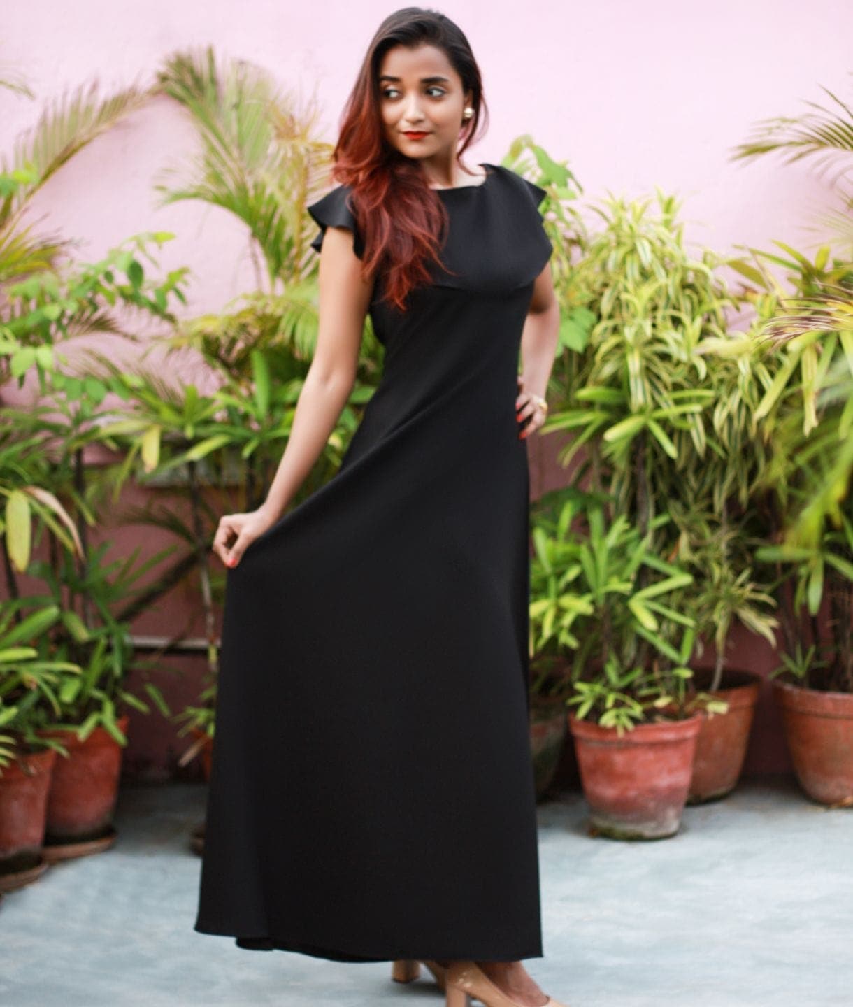 Flared Ruffle Maxi Gown - Uptownie