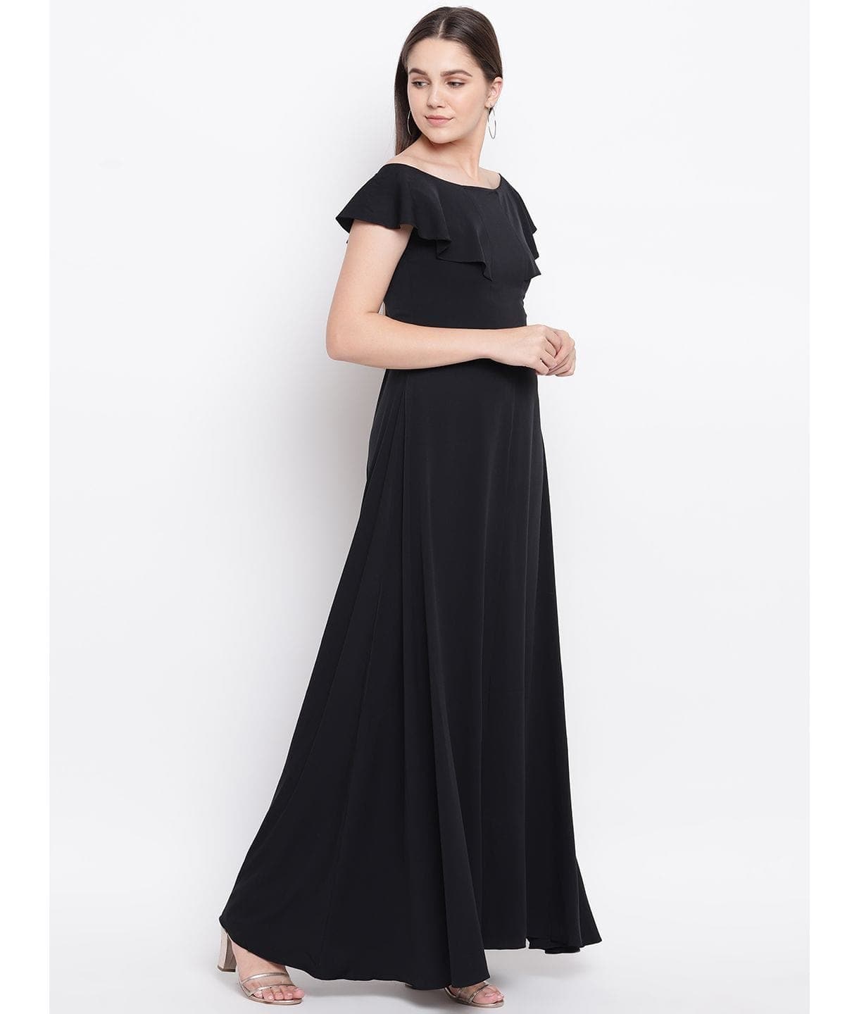 Flared Ruffle Maxi Gown - Uptownie