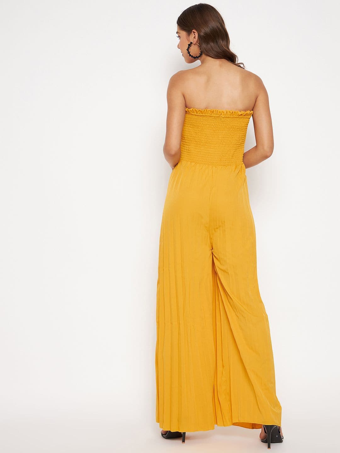 Smocked Strapless Maxi Jumpsuit - Uptownie