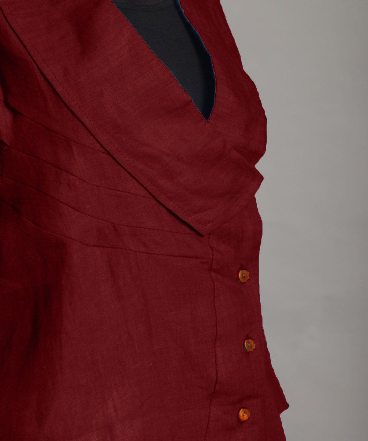 Maroon Linen Jacket Style Tunic - Uptownie