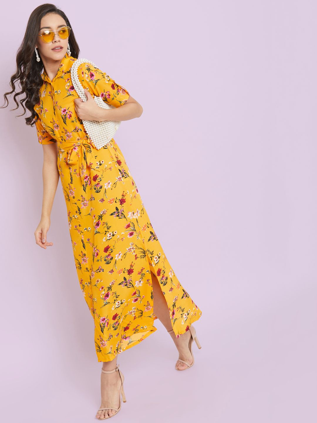 Collar Buttoned Down Shirt Maxi Dress - Uptownie
