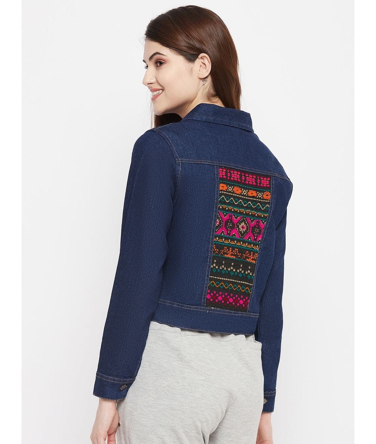 Lightweight Denim Jacket With Back Embroidery - Uptownie