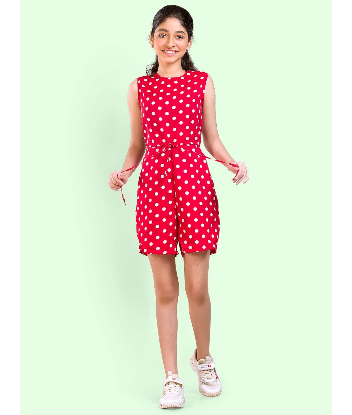 Printed Waist-tie Playsuit for Girls - Uptownie