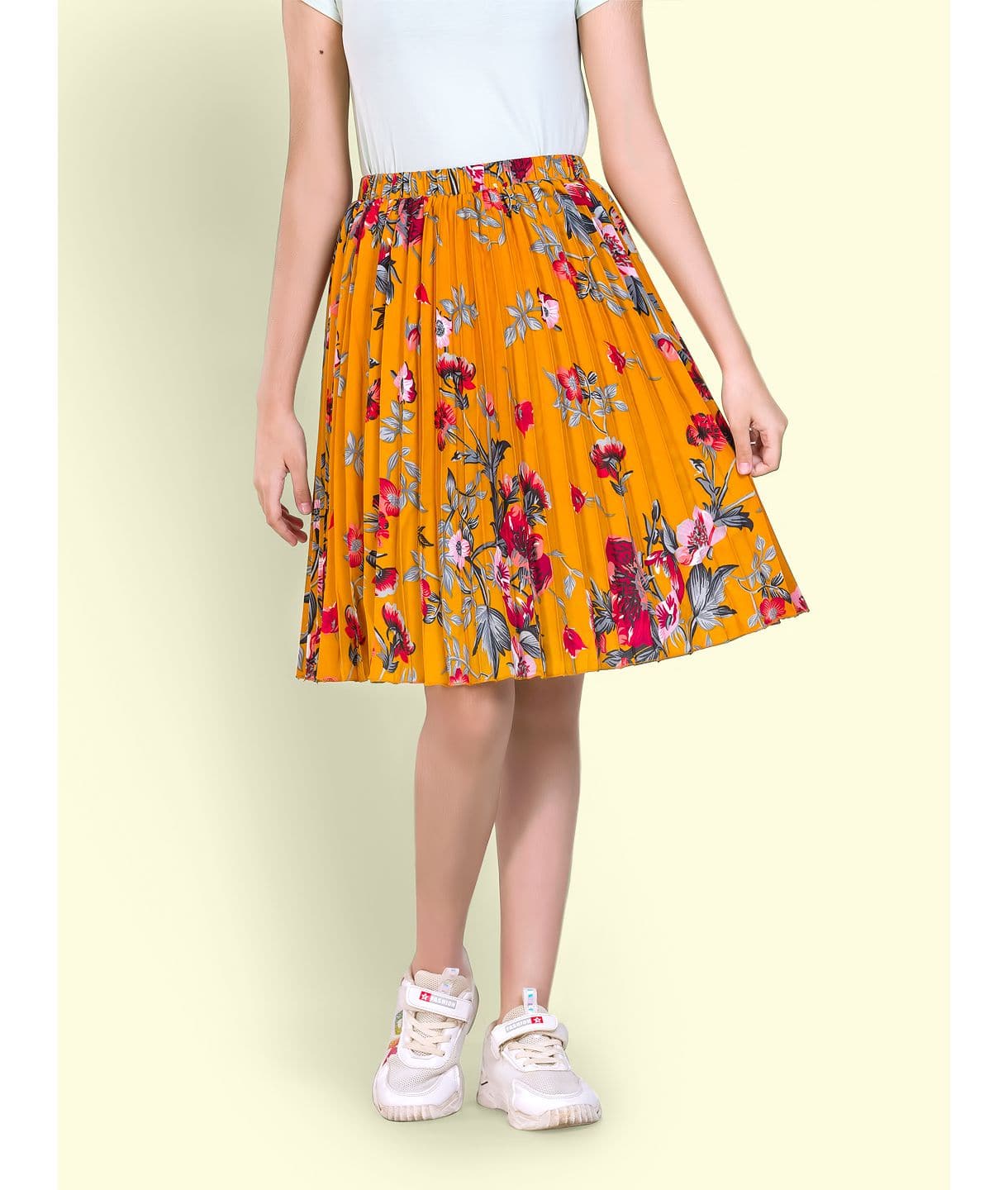Floral Pleated Skirt for Girls - Uptownie