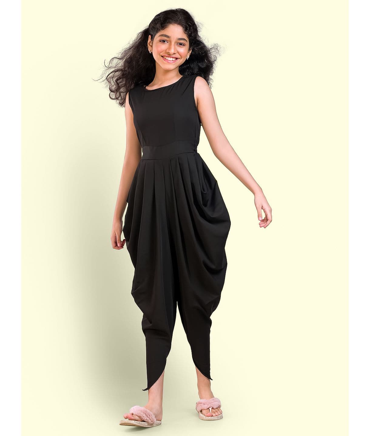 Elasticated Dhoti Jumpsuit for Girls - Uptownie