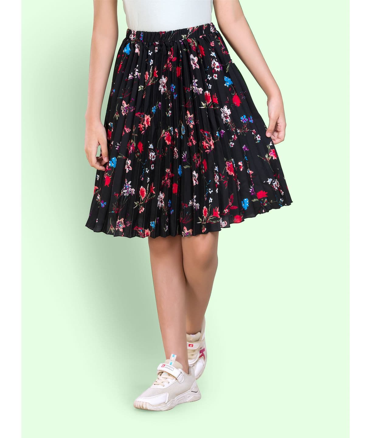 Floral Pleated Skirt for Girls - Uptownie