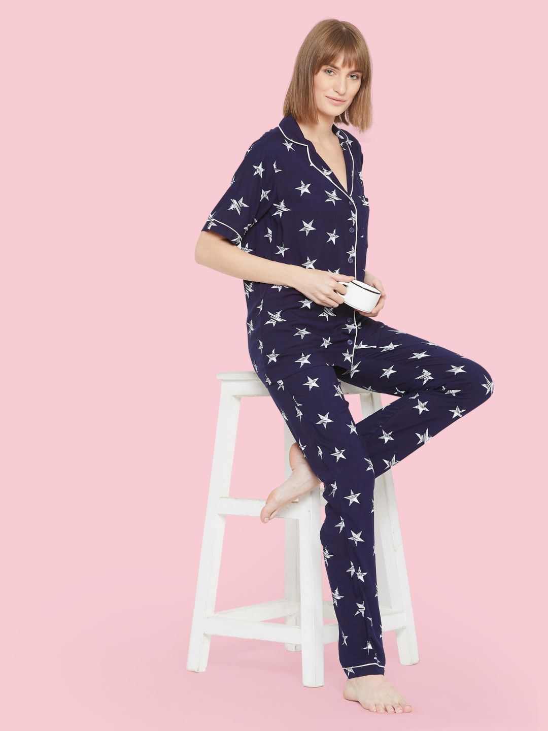 Printed Cotton Night Suit - Uptownie