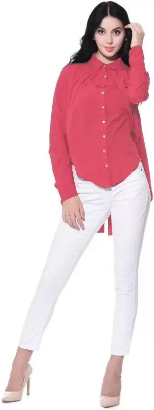 Ruffle Overlay Crepe Shirt - Uptownie