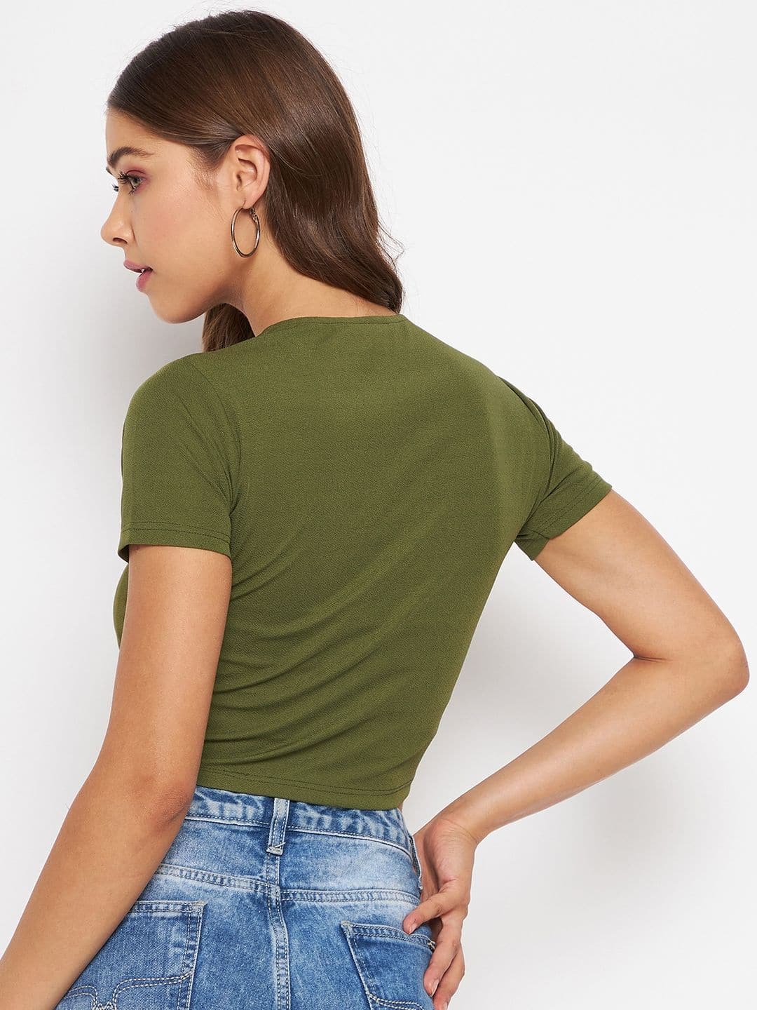 Cotton Stretchable Front Drawstring Crop Top - Uptownie