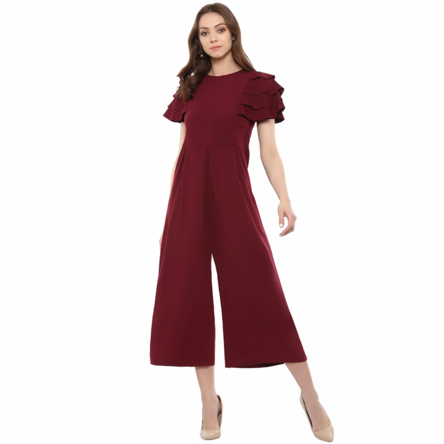 Culotte Ruffled Sleeve Jumpsuit - Uptownie