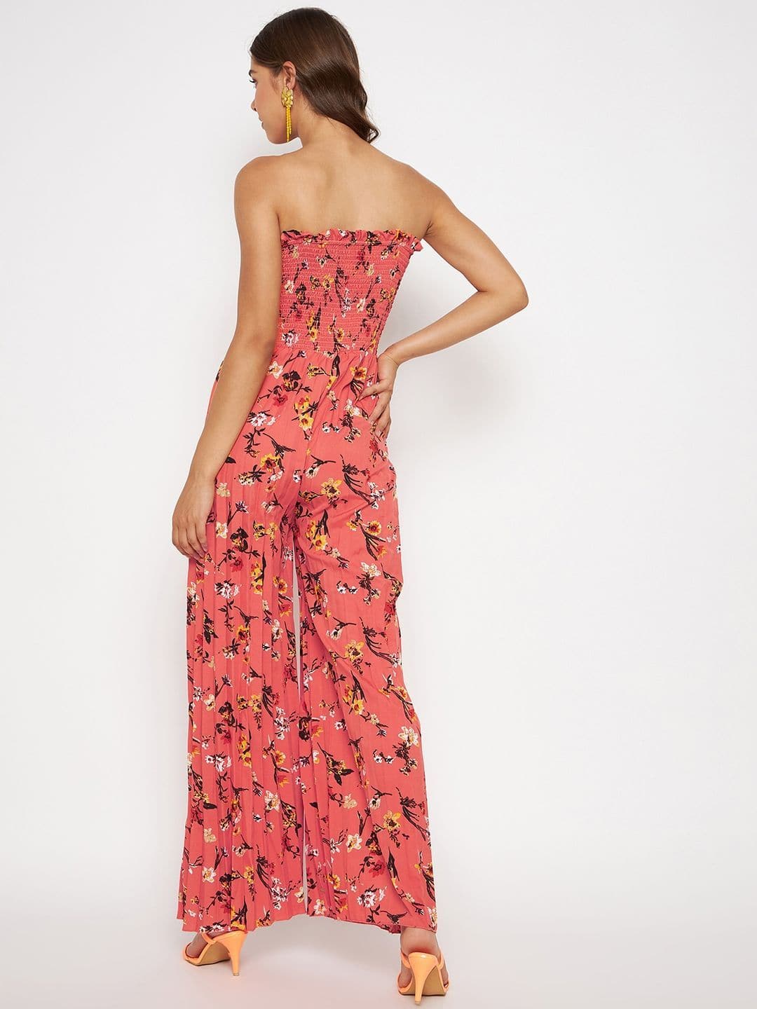 Smocked Strapless Maxi Jumpsuit - Uptownie