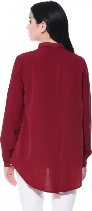 Ruffle Overlay Crepe Shirt - Uptownie