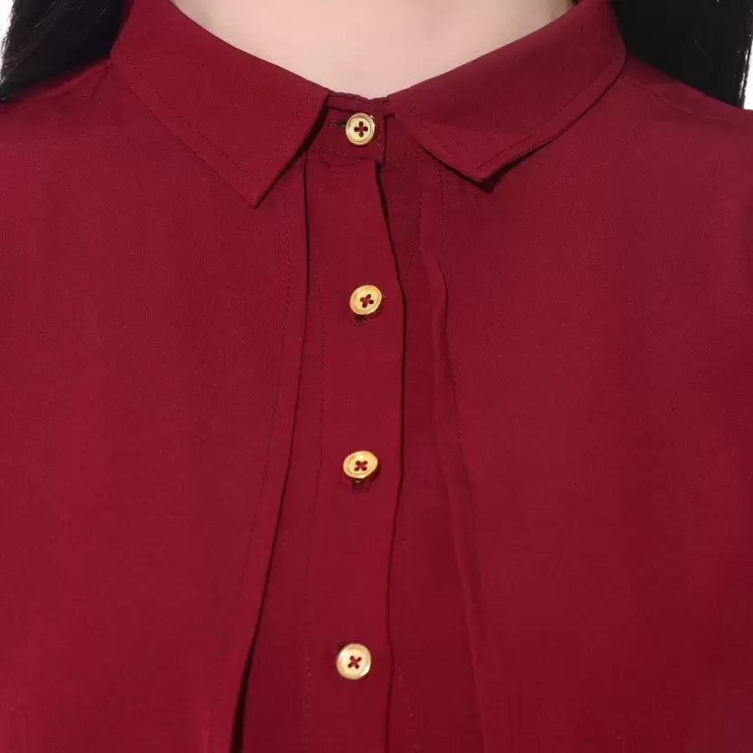 Ruffle Overlay Crepe Shirt - Uptownie